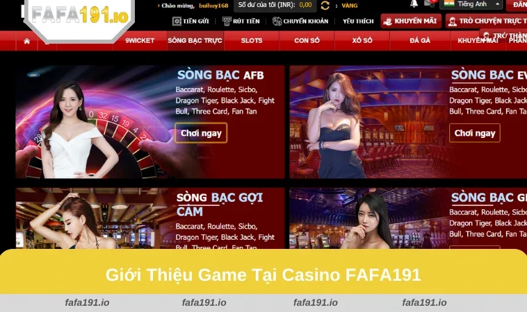 Casino FAFA191 1 Kho game đa dạng và giao diện dễ dùng tại FAFA191.