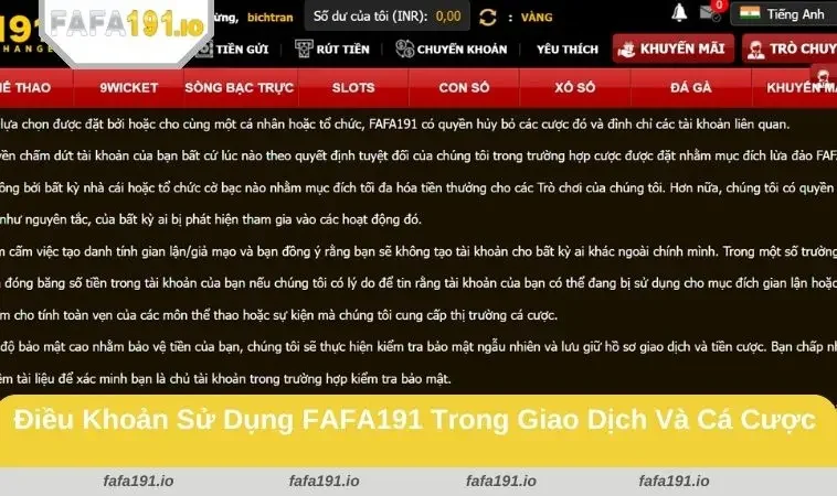 Điều Khoản Sử Dụng FAFA191 2 Minh bạch trong giao dịch là điểm nhấn trong điều khoản sử dụng