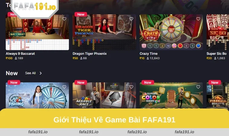 Game Bài FAFA191 1 Giao diện chính của cái bài FAFA191 đơn giản, dễ hiểu.