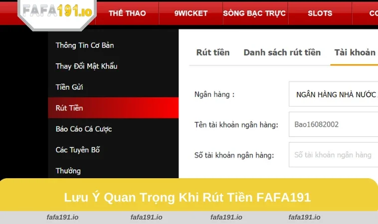 Rút Tiền FAFA191 3 Kiểm tra thông tin trước khi rút tiền tại FAFA191.